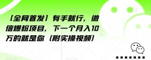 【全网首发】有手就行，微信爆粉项目，下一个月入10万的就是你（附实操视频）【揭秘】-88共享