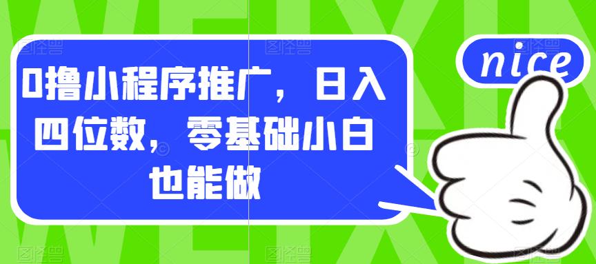 0撸小程序推广，日入四位数，零基础小白也能做【揭秘】-88共享