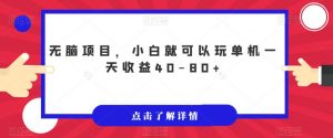 无脑项目，小白就可以玩单机一天收益40-80+【揭秘】-88共享