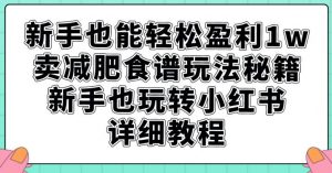 新手也能轻松盈利1w,卖减肥食谱玩法秘籍,新手也玩转小红书详细教程【揭秘】-88共享