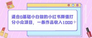 适合0基础小白做的小红书颜值打分小众项目,一条作品收入1000+【揭秘】-88共享