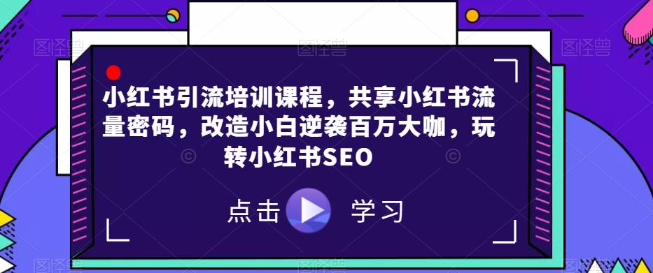 小红书引流培训课程，共享小红书流量密码，改造小白逆袭百万大咖，玩转小红书SEO-88共享
