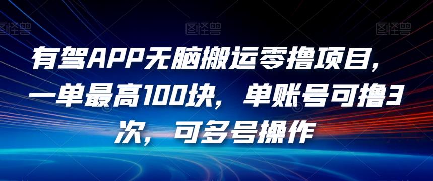 有驾APP无脑搬运零撸项目，一单最高100块，单账号可撸3次，可多号操作【揭秘】-88共享