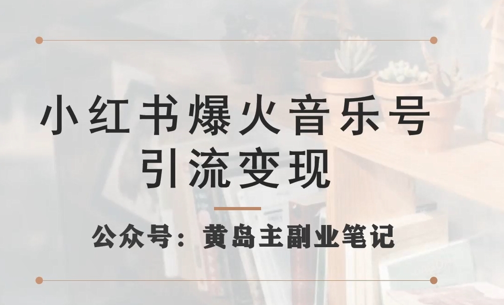 小红书爆火音乐号引流变现项目，视频版一条龙实操玩法分享给你-88共享