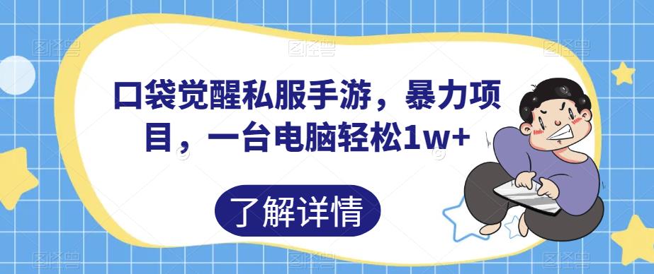 口袋觉醒私服手游，暴力项目，一台电脑轻松1w+【揭秘】-88共享