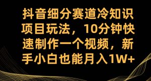 抖音细分赛道冷知识项目玩法，10分钟快速制作一个视频，新手小白也能月入1W+【揭秘】-88共享