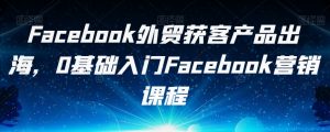 Facebook外贸获客产品出海,0基础入门Facebook营销课程-88共享