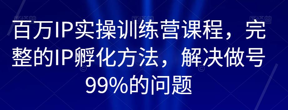 百万IP实操训练营课程，完整的IP孵化方法，解决做号99%的问题-88共享