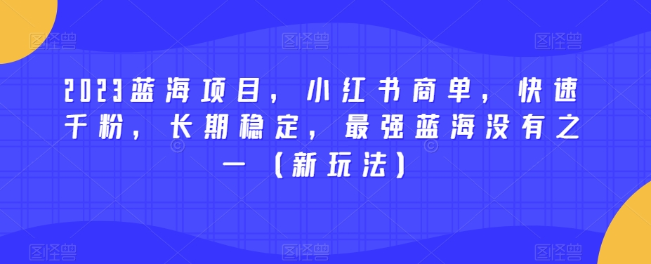2023蓝海项目，小红书商单，快速千粉，长期稳定，最强蓝海没有之一（新玩法）-88共享