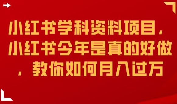 小红书学科资料项目，小红书今年是真的好做，教你如何月入过万【揭秘】-88共享