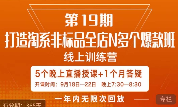 打造淘系非标全店N多个爆款线上课，​5天直播课-88共享