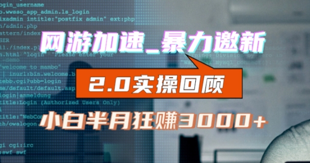 网游加速邀新，狂吃提成，适合小白，首月破千（v2.0版教程）【揭秘】-88共享