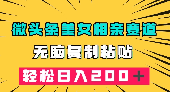 微头条冷门美女相亲赛道，无脑复制粘贴，轻松日入200＋【揭秘】-88共享