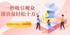 中视频冷门玩法，一秒吸引观众，播放量轻松十万+，保姆级教程【揭秘】-88共享