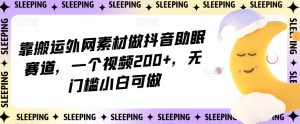 靠搬运外网素材做抖音助眠赛道，一个视频200+，无门槛小白可做【揭秘】-88共享