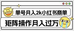 外面收费1980的小红书商单保姆级教程,单号月入2k,矩阵操作轻松月入过万-88共享