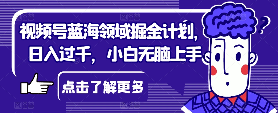 视频号蓝海领域掘金计划，日入过千，小白无脑上手【揭秘】-88共享