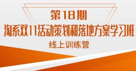 南掌柜·淘系双11活动策划和落地方案线上课18期-88共享