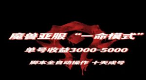 魔兽亚服一命模式，10天成号-单号3千-5千，脚本全自动操作，保姆级教学【揭秘】-88共享