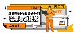 一条视频收益3000+，一条作品涨粉2000+，视频号流量爆炸·的秘籍-88共享