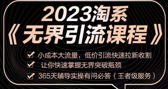 2023淘系无界引流实操课程，​小成本大流量，低价引流快速拉新收割，让你快速掌握无界突破瓶颈-88共享