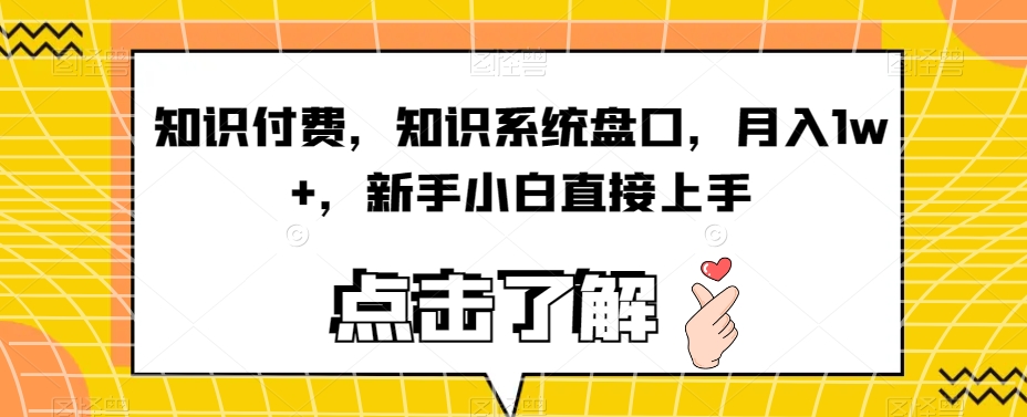 知识付费，知识系统盘口，月入1w+，新手小白直接上手-88共享