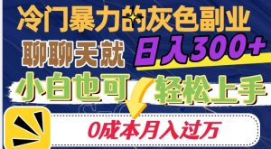 冷门暴利的副业项目，聊聊天就能日入300+，0成本月入过万【揭秘】-88共享