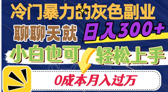 冷门暴利的副业项目，聊聊天就能日入300+，0成本月入过万【揭秘】-88共享