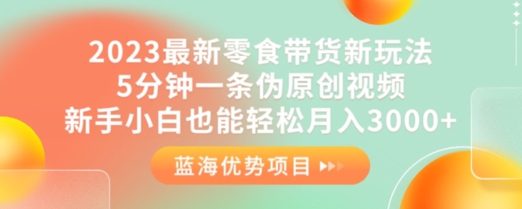 2023最新零食带货新玩法，5分钟一条伪原创视频，新手小白也能轻松月入3000+【揭秘】-88共享