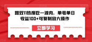 蹭双11热度吃一波肉，单号单日收益100+可复制放大操作【揭秘】-88共享