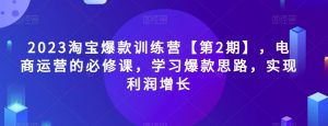 2023淘宝爆款训练营【第2期】，电商运营的必修课，学习爆款思路，实现利润增长-88共享