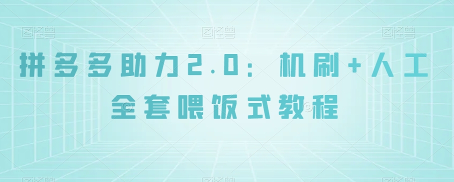 拼多多助力2.0：机刷+人工全套喂饭式教程【揭秘】-88共享