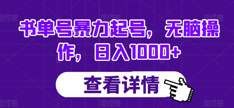书单号暴力起号，无脑操作，日入1000+【揭秘】-88共享