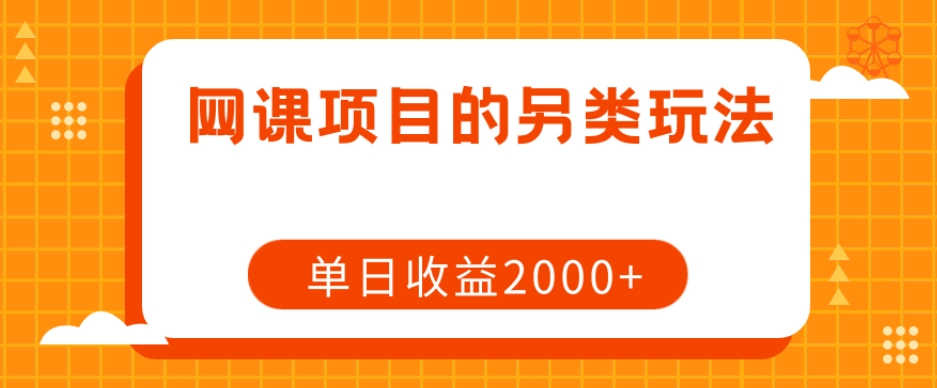 网课项目的另类玩法，单日收益2000+【揭秘】-88共享