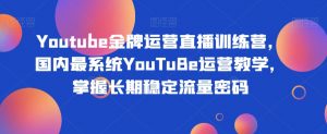Youtube金牌运营直播训练营,国内最系统YouTuBe运营教学,掌握长期稳定流量密码-88共享