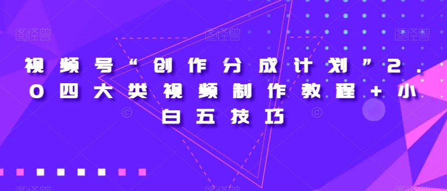 视频号“创作分成计划”2.0四大类视频制作教程+小白五技巧【揭秘】-88共享