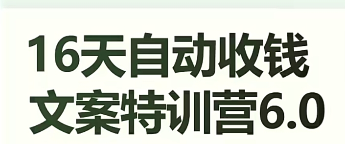 16天自动收钱文案特训营6.0，学会儿每天自动咔咔收钱-88共享
