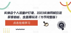 实体店个人流量IP打造，2023实体同城引流获客必听，含直播玩法（75节完整版）-88共享