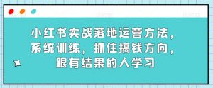 小红书实战落地运营方法，系统训练，抓住搞钱方向，跟有结果的人学习-88共享