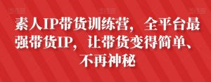素人IP带货训练营,全平台最强带货IP,让带货变得简单、不再神秘-88共享