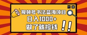 视频号书法蓝海项目，玩法简单，日入1000+【揭秘】-88共享