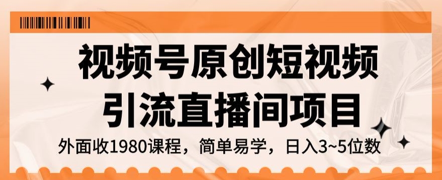 视频号原创短视频引流直播间项目，日入3~5五位数【揭秘】-88共享
