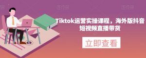 Tiktok运营实操课程，海外版抖音短视频直播带货-88共享