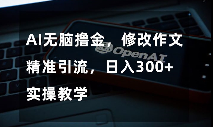 AI无脑撸金，修改作文精准引流，日入300+，实操教学【揭秘】-88共享