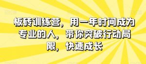 板砖训练营,用一年时间成为专业的人,带你突破行动局限,快速成长-88共享
