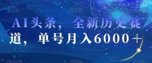 AI头条，全新历史赛道，单号月入6000＋【揭秘】-88共享
