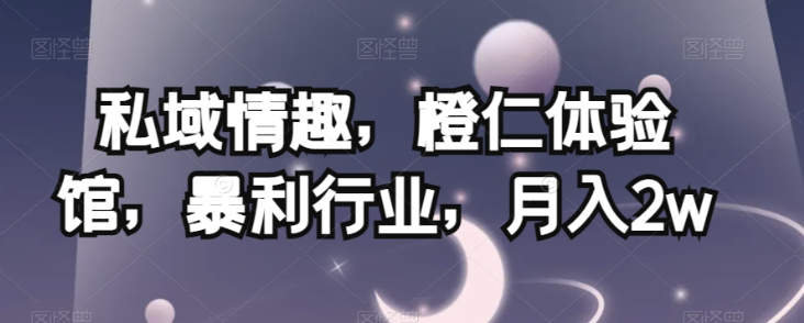私域情趣，橙仁体验馆，暴利行业，月入2w【揭秘】-88共享
