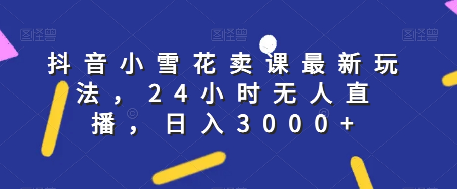 抖音小雪花卖课最新玩法，24小时无人直播，日入3000+【揭秘】-88共享