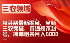 AI头条最新掘金,全新三农领域,不违规不封号,简单粗暴月入6000+【揭秘】-88共享