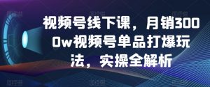 视频号线下课，月销3000w视频号单品打爆玩法，实操全解析-88共享
